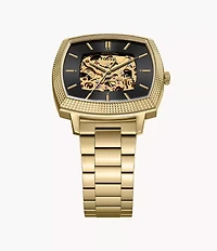 Nick Jonas x Fossil Machine Luxe Automatic Gold-Tone Stainless Steel Watch