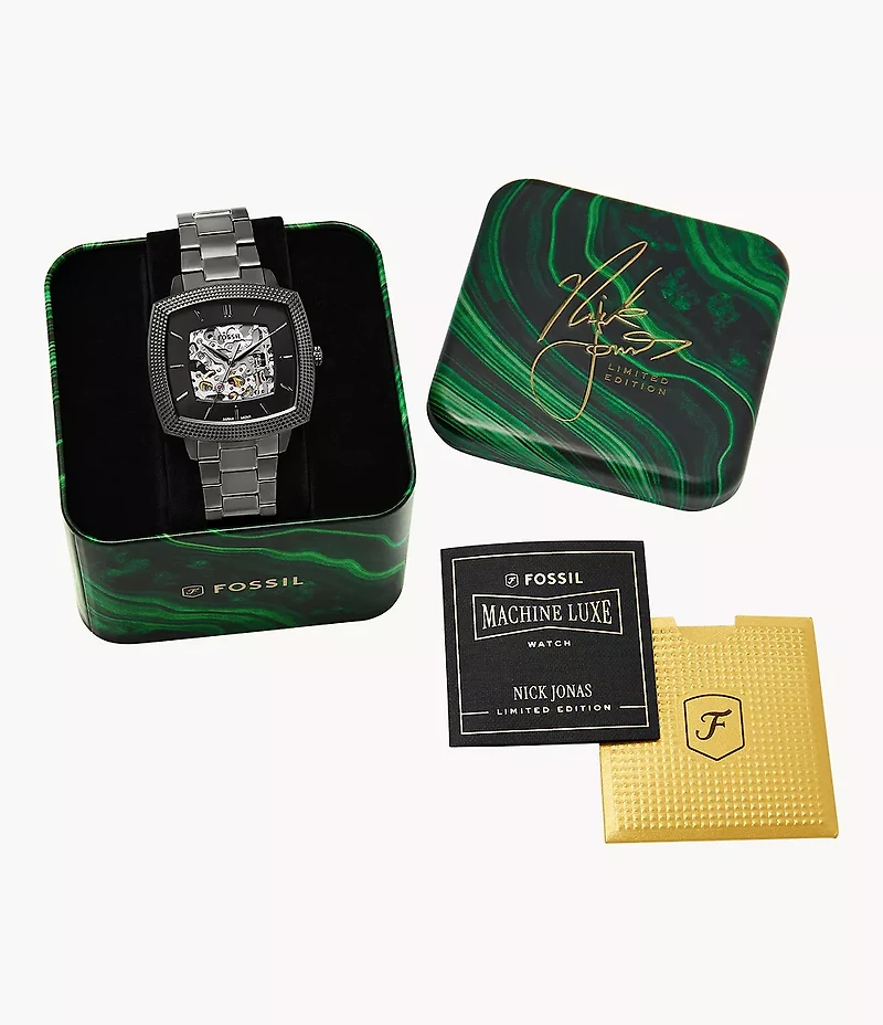 Nick Jonas x Fossil Machine Luxe Automatic Gunmetal Stainless Steel Watch