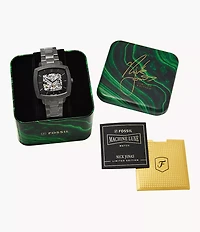 Nick Jonas x Fossil Machine Luxe Automatic Gunmetal Stainless Steel Watch