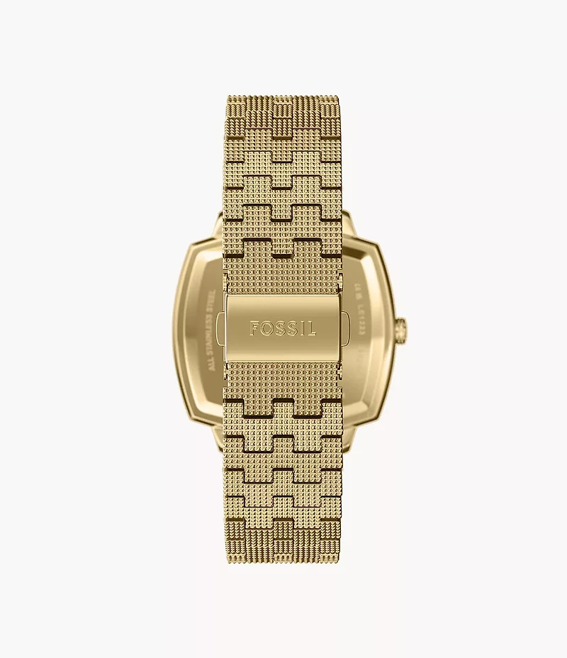 Nick Jonas x Fossil 18K Gold Plated Machine Luxe Malachite Three-Hand Stainless Steel Watch