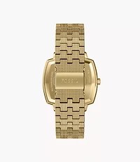Nick Jonas x Fossil 18K Gold Plated Machine Luxe Malachite Three-Hand Stainless Steel Watch