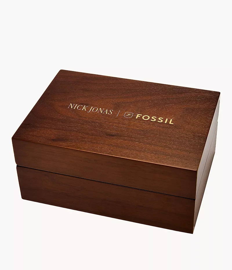 Nick Jonas x Fossil 18K Gold Plated Machine Luxe Malachite Three-Hand Stainless Steel Watch