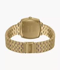 Nick Jonas x Fossil 18K Gold Plated Machine Luxe Malachite Three-Hand Stainless Steel Watch