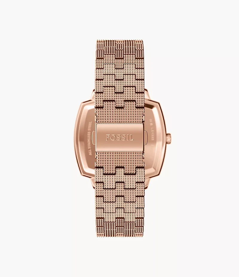 Nick Jonas x Fossil Machine Luxe Marble Three-Hand Rose Gold-Tone Stainless Steel Watch