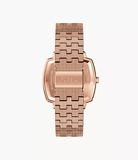 Nick Jonas x Fossil Machine Luxe Marble Three-Hand Rose Gold-Tone Stainless Steel Watch