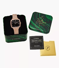 Nick Jonas x Fossil Machine Luxe Marble Three-Hand Rose Gold-Tone Stainless Steel Watch