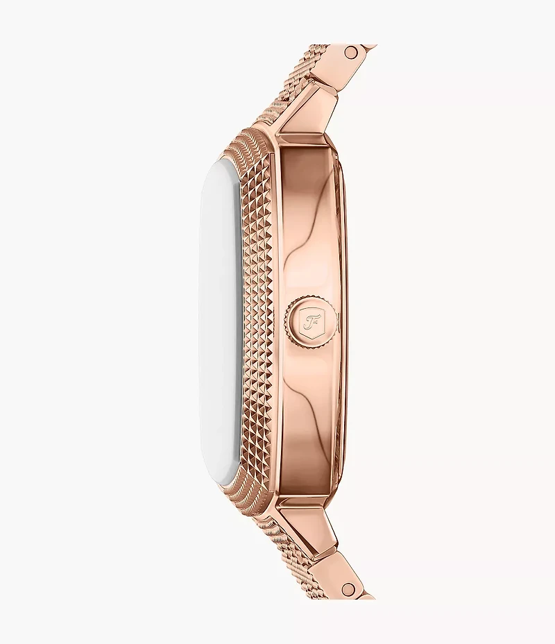 Nick Jonas x Fossil Machine Luxe Marble Three-Hand Rose Gold-Tone Stainless Steel Watch