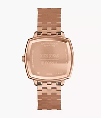 Nick Jonas x Fossil Machine Luxe Marble Three-Hand Rose Gold-Tone Stainless Steel Watch