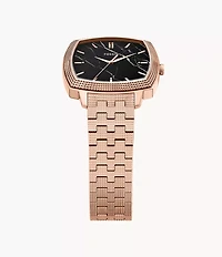 Nick Jonas x Fossil Machine Luxe Marble Three-Hand Rose Gold-Tone Stainless Steel Watch