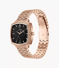 Nick Jonas x Fossil Machine Luxe Marble Three-Hand Rose Gold-Tone Stainless Steel Watch