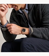 Nick Jonas x Fossil Machine Luxe Marble Three-Hand Rose Gold-Tone Stainless Steel Watch