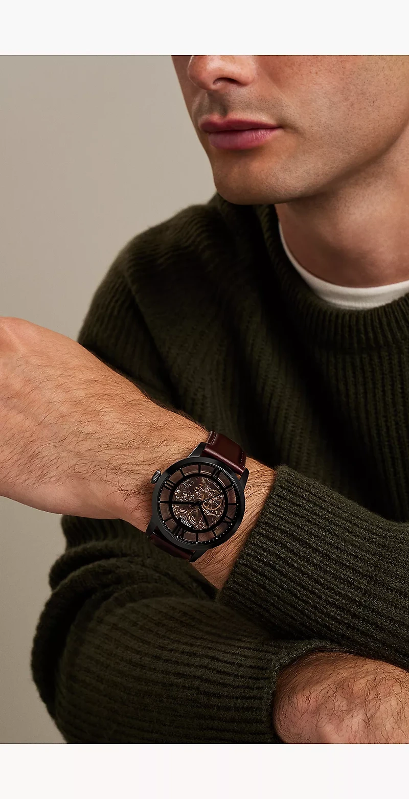 Townsman 44mm Automatic Dark Brown Leather Watch