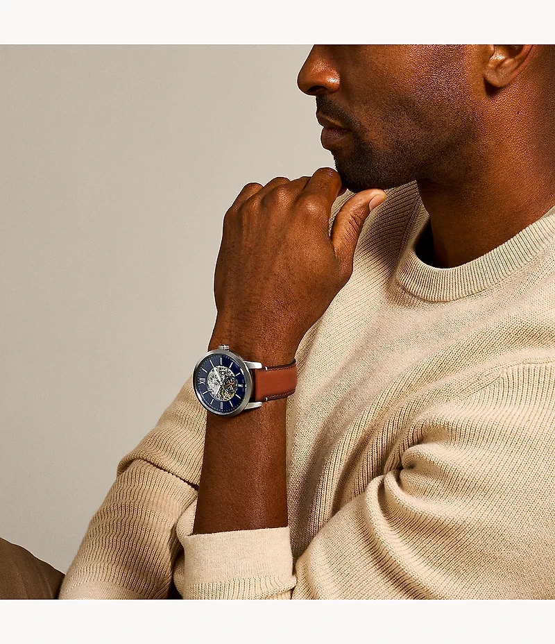 Townsman 48mm Automatic Light Brown Leather Watch