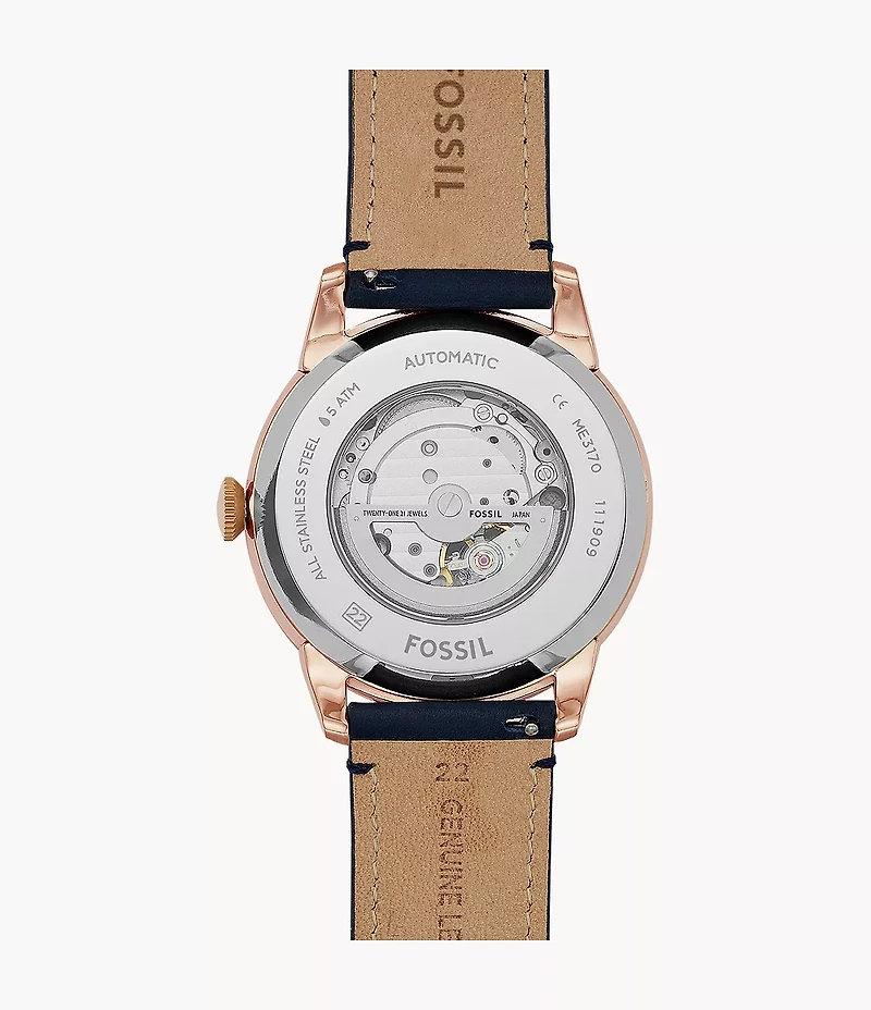 Townsman Automatic Navy Leather Watch