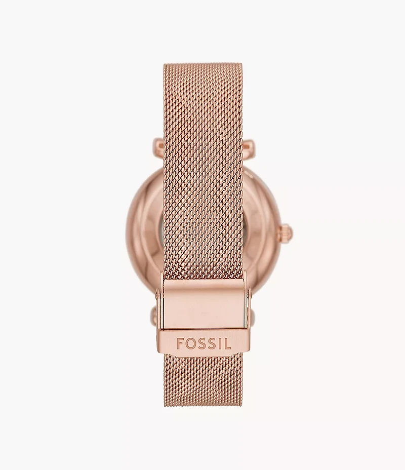 Carlie Automatic Rose Gold-Tone Stainless Steel Mesh Watch