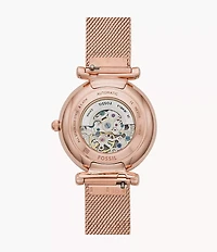 Carlie Automatic Rose Gold-Tone Stainless Steel Mesh Watch