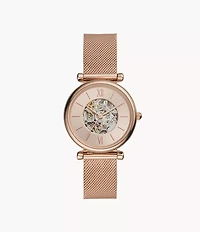 Carlie Automatic Rose Gold-Tone Stainless Steel Mesh Watch
