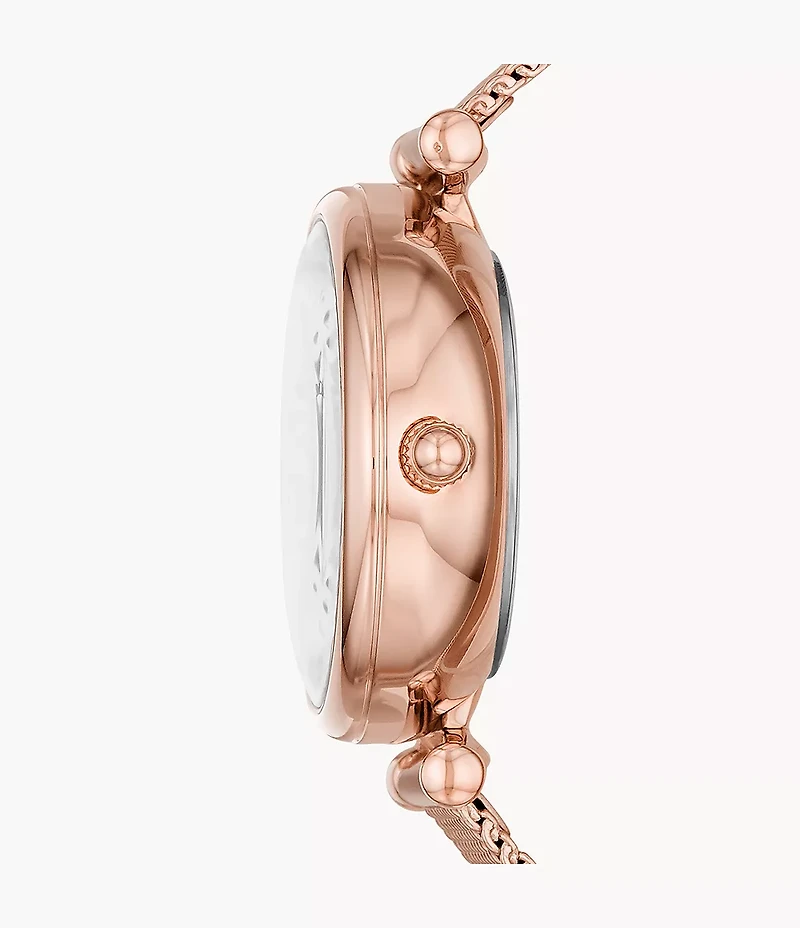 Carlie Mini Automatic Rose Gold-Tone Stainless Steel Mesh Watch