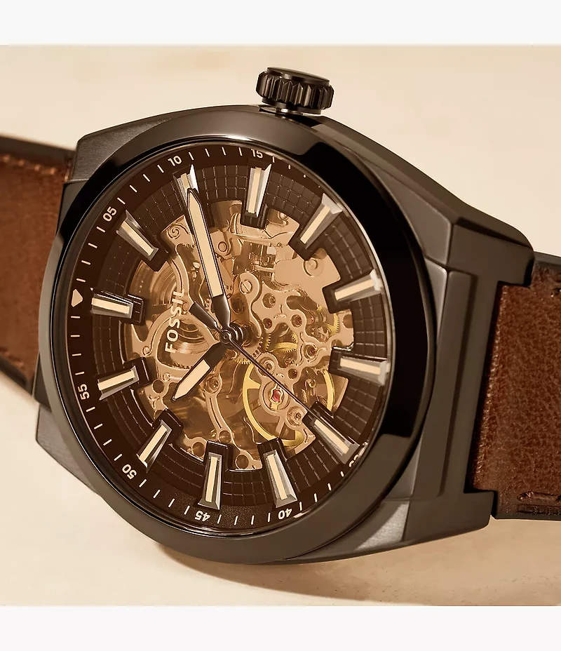 Everett Automatic Dark Brown LiteHide™ Leather Watch