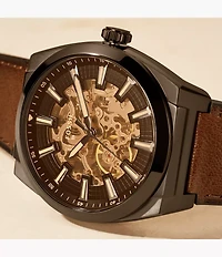 Everett Automatic Dark Brown LiteHide™ Leather Watch