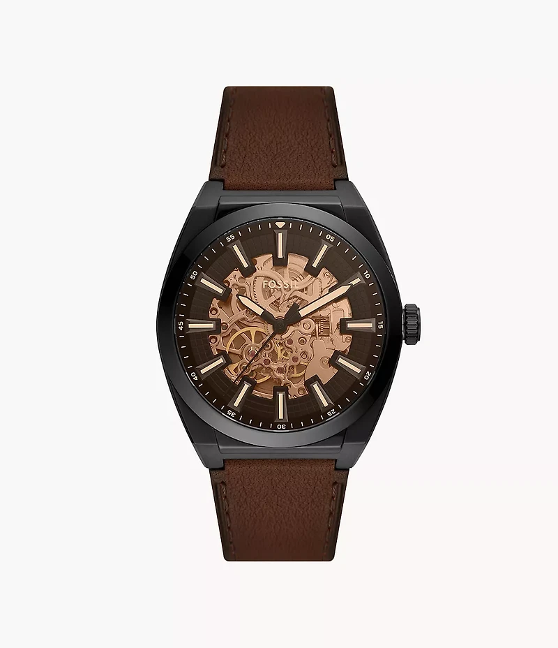 Everett Automatic Dark Brown LiteHide™ Leather Watch