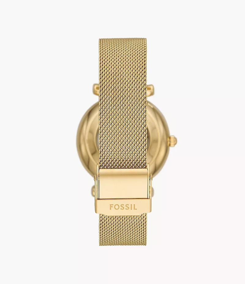 Carlie Automatic Gold-Tone Stainless Steel Mesh Watch