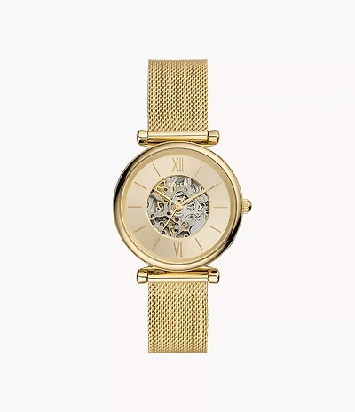 Carlie 35mm Automatic Gold-Tone Stainless Steel Mesh Watch