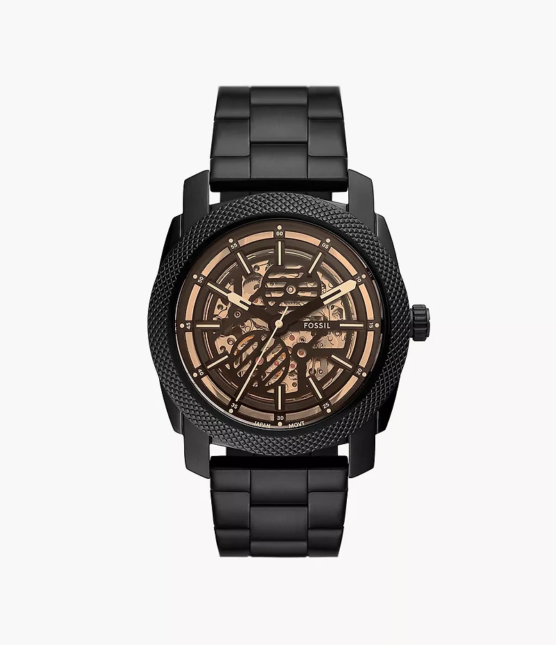 Machine Automatic Black Stainless Steel Watch
