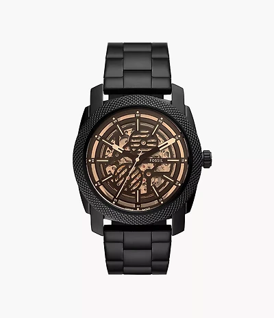 Machine Automatic Black Stainless Steel Watch