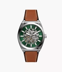 Everett 42mm Automatic Brown Leather Watch