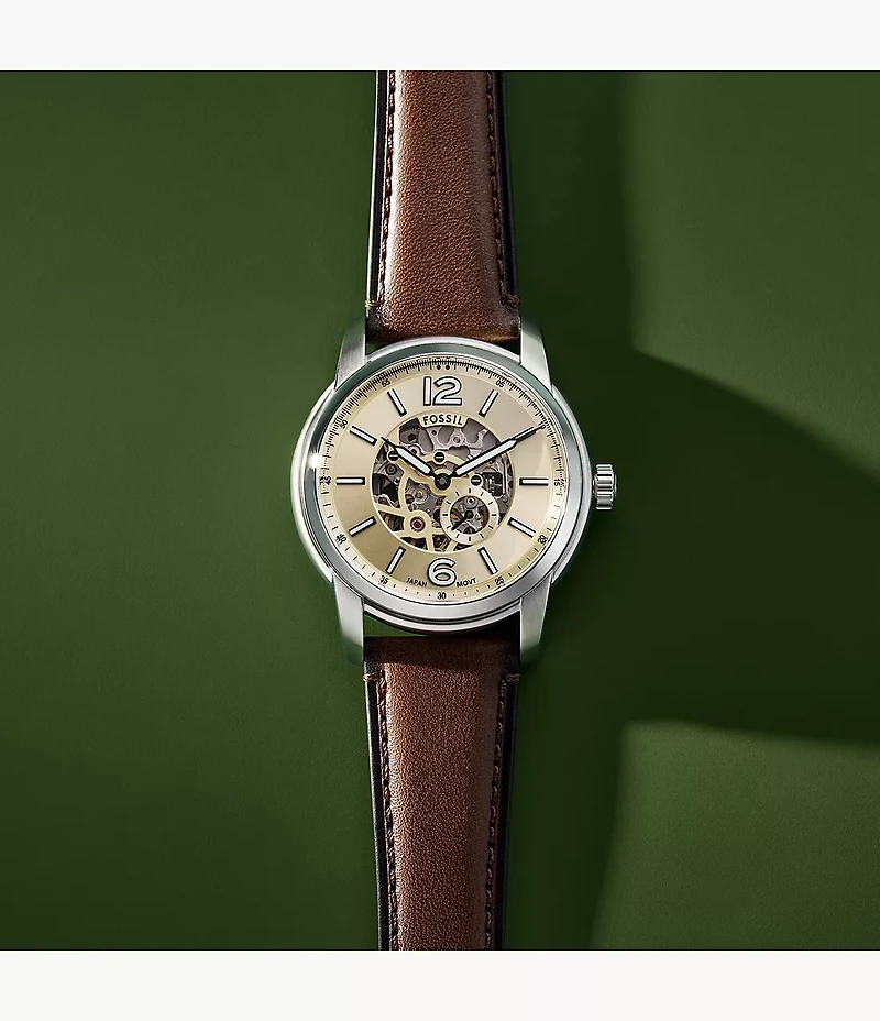 Fossil Heritage Automatic Brown Leather Watch