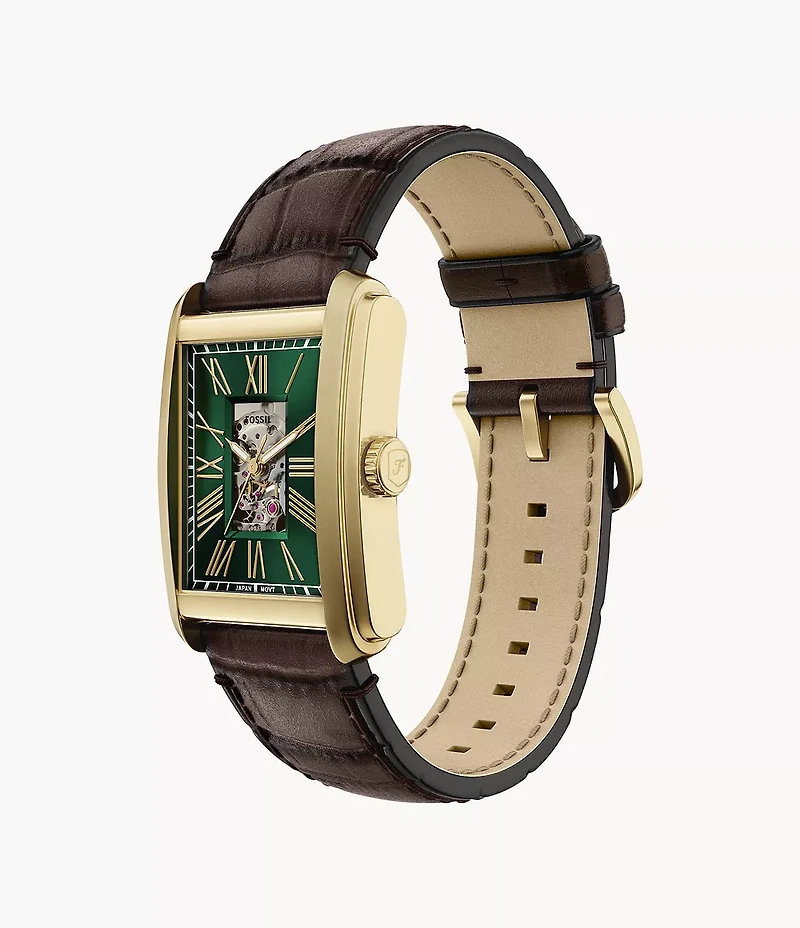 Carraway Automatic Brown Croco Leather Watch