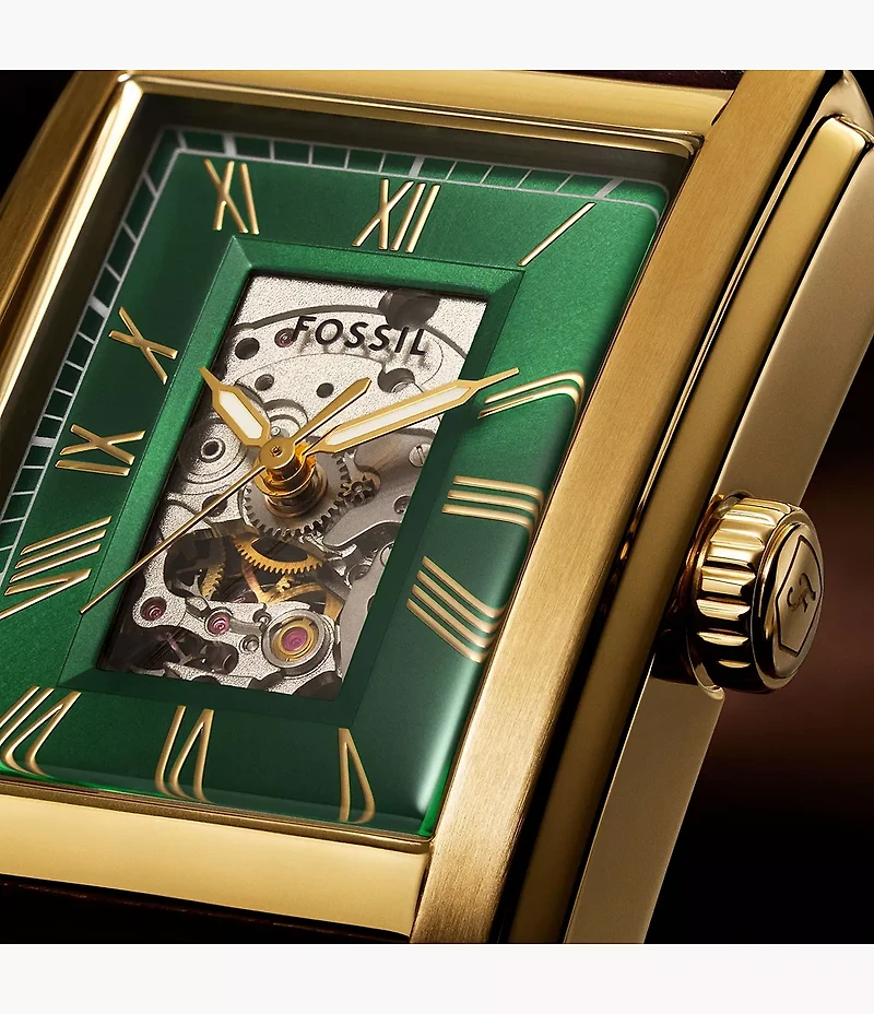 Carraway Automatic Brown Croco Leather Watch