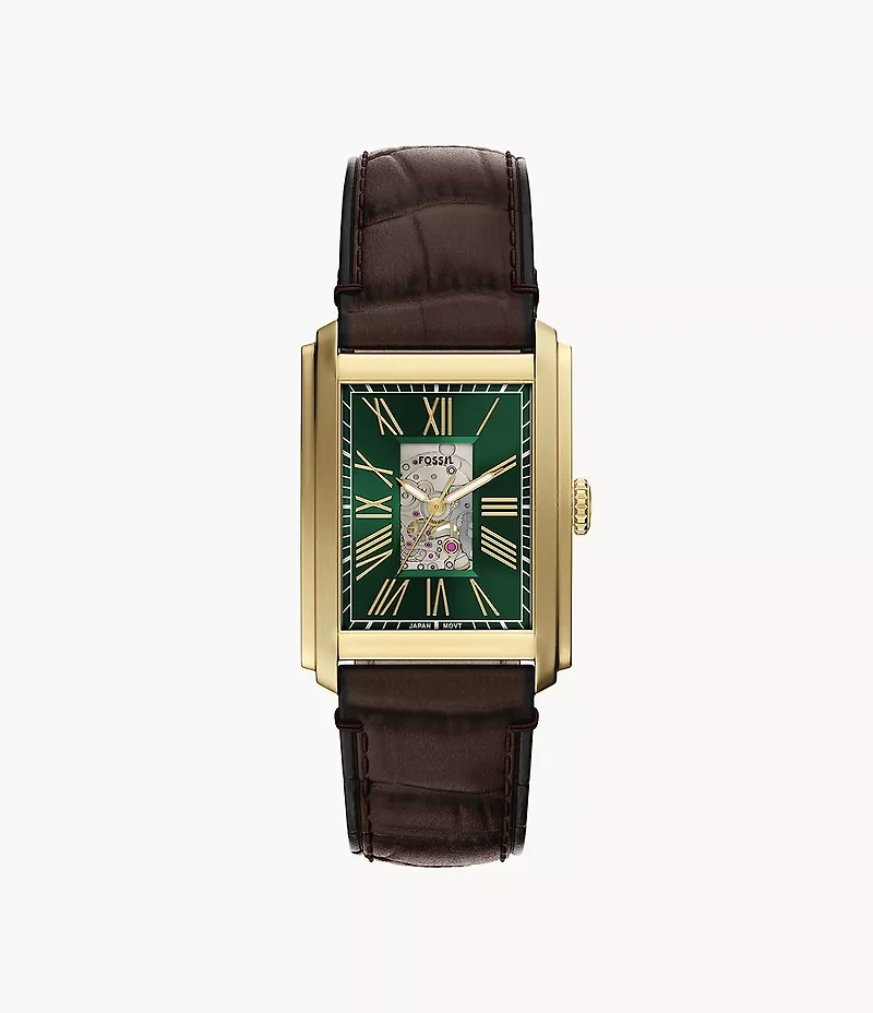Carraway Automatic Brown Croco Leather Watch