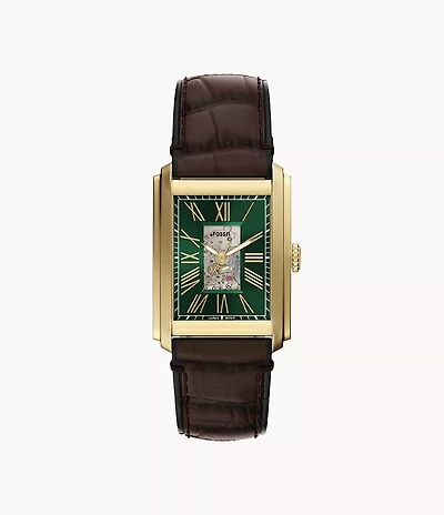 Carraway Automatic Brown Croco Leather Watch