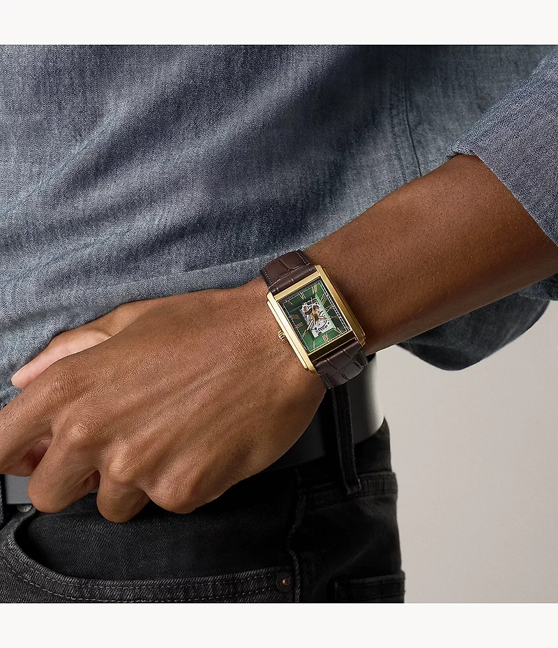 Carraway Automatic Brown Croco Leather Watch