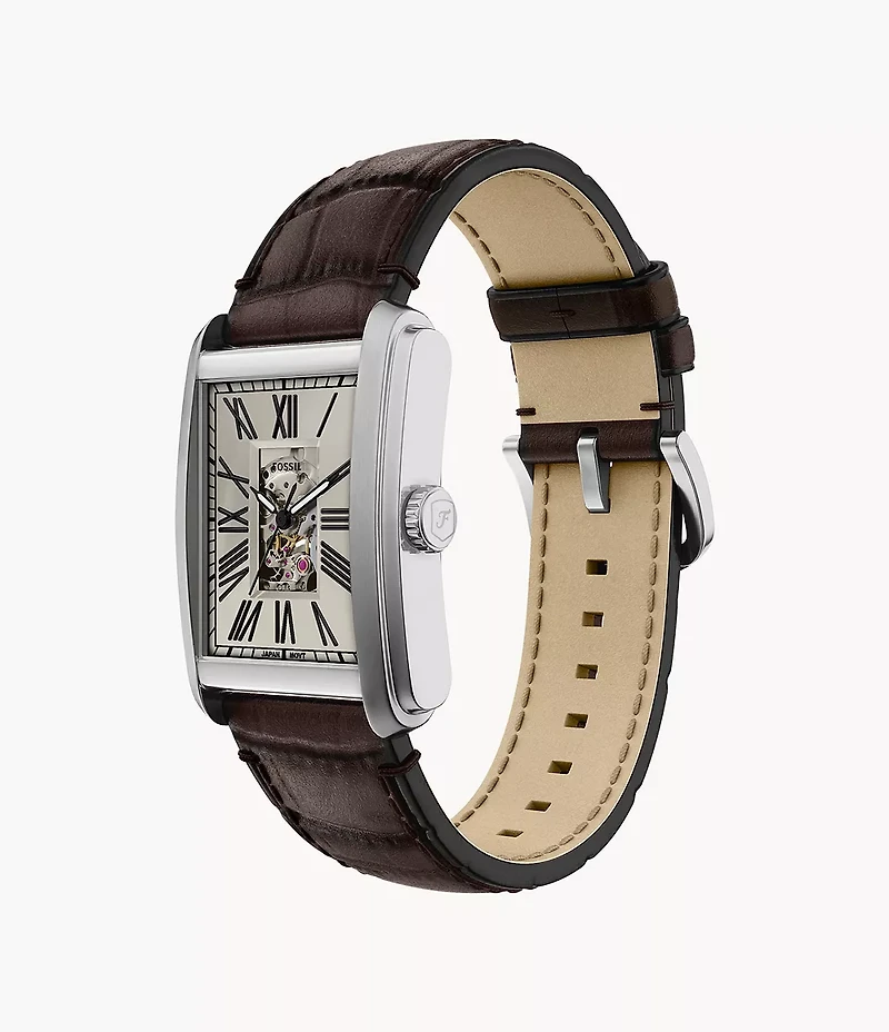 Carraway Automatic Brown Croco Leather Watch