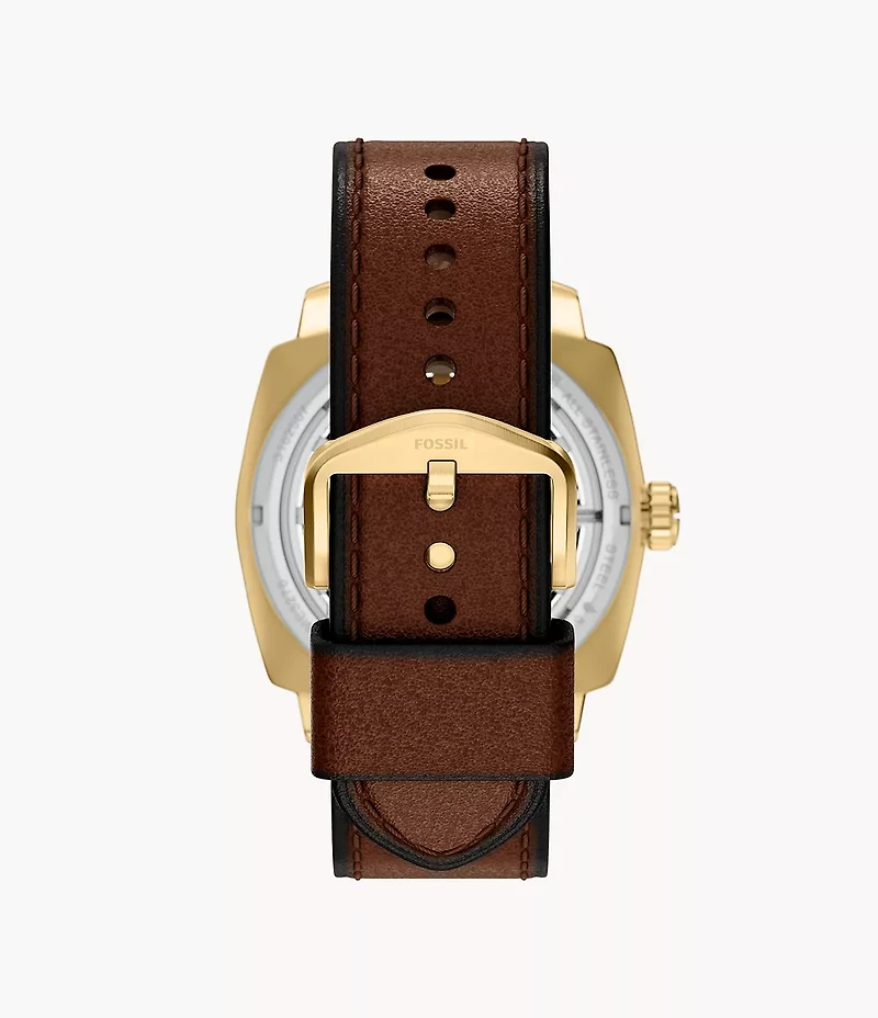 Machine Automatic Brown Leather Watch