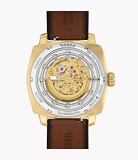 Machine Automatic Brown Leather Watch