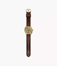 Machine Automatic Brown Leather Watch