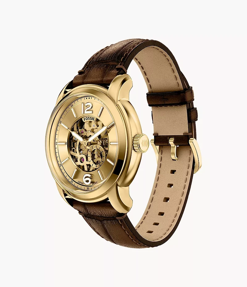 Fossil Heritage Automatic Brown Croco Leather Watch