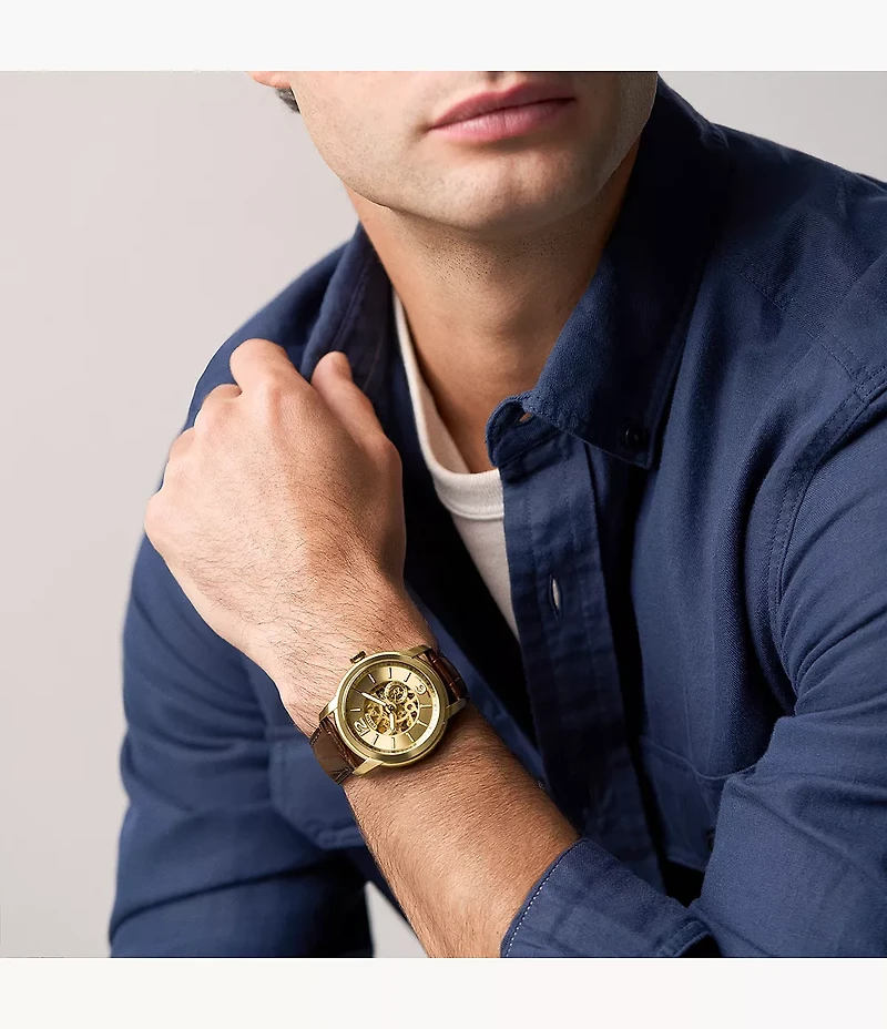 Fossil Heritage Automatic Brown Croco Leather Watch