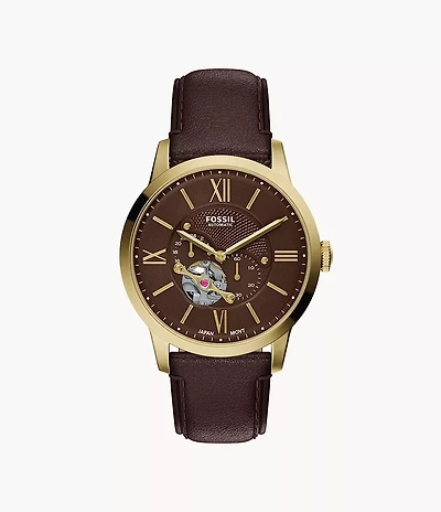 Townsman 44mm Automatic Brown Leather Watch