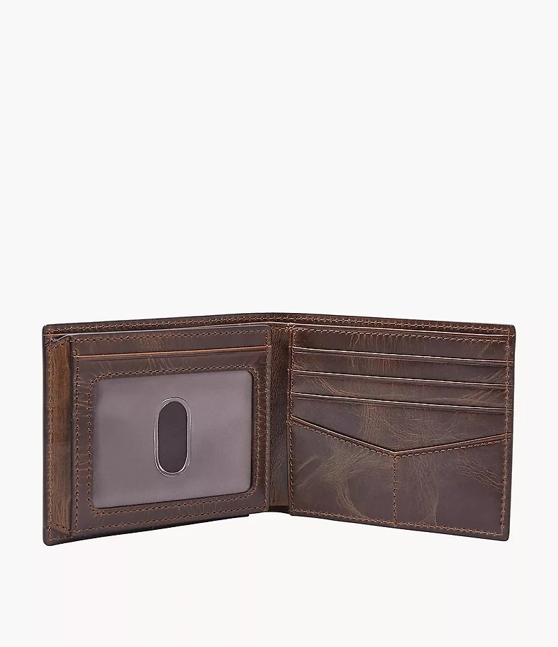 Derrick Leather RFID Bifold with Flip ID Wallet