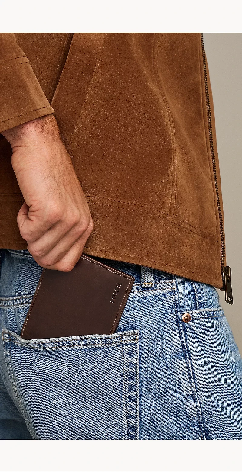 Derrick Leather RFID Bifold with Flip ID Wallet