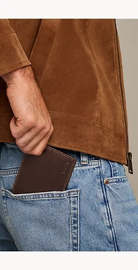 Derrick Leather RFID Bifold with Flip ID Wallet