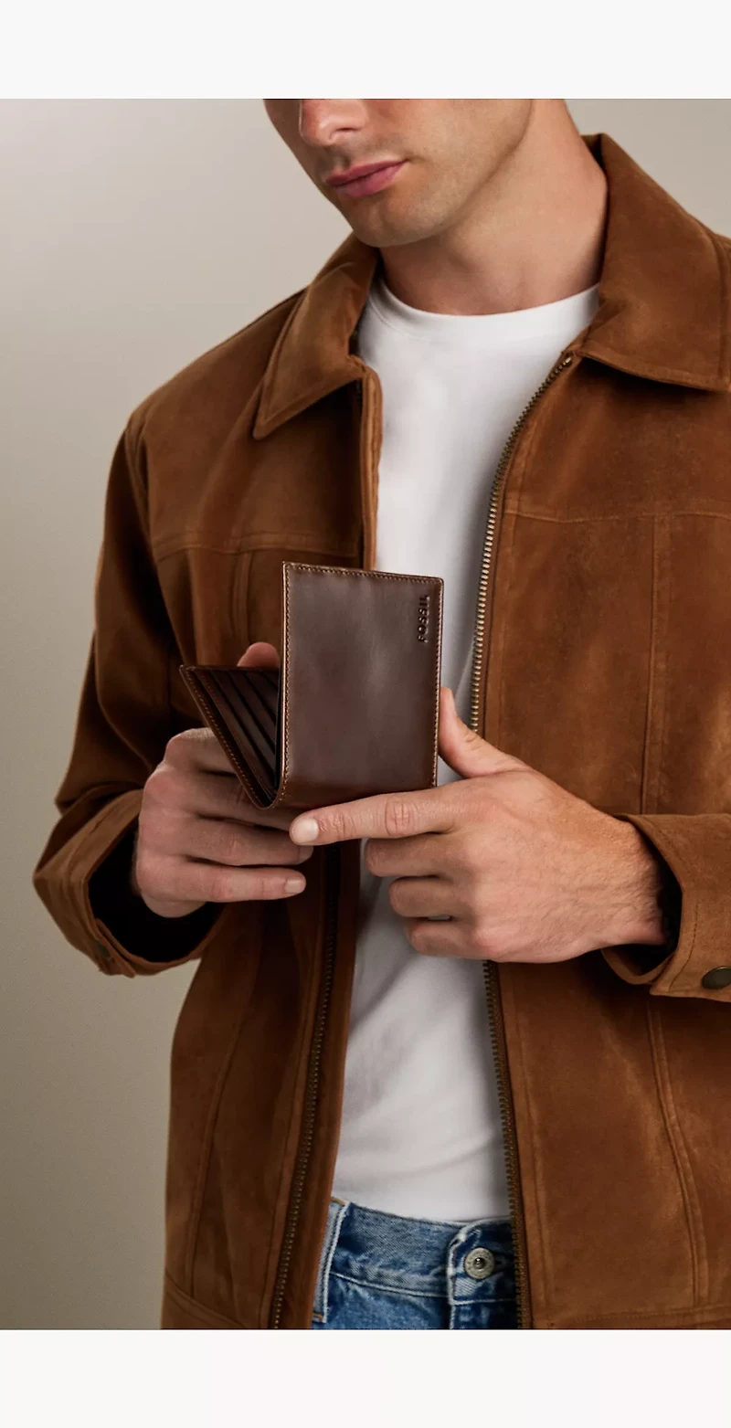Derrick Leather RFID Bifold with Flip ID Wallet