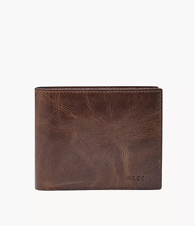 Derrick Leather RFID Large Coin Pocket Bifold Wallet