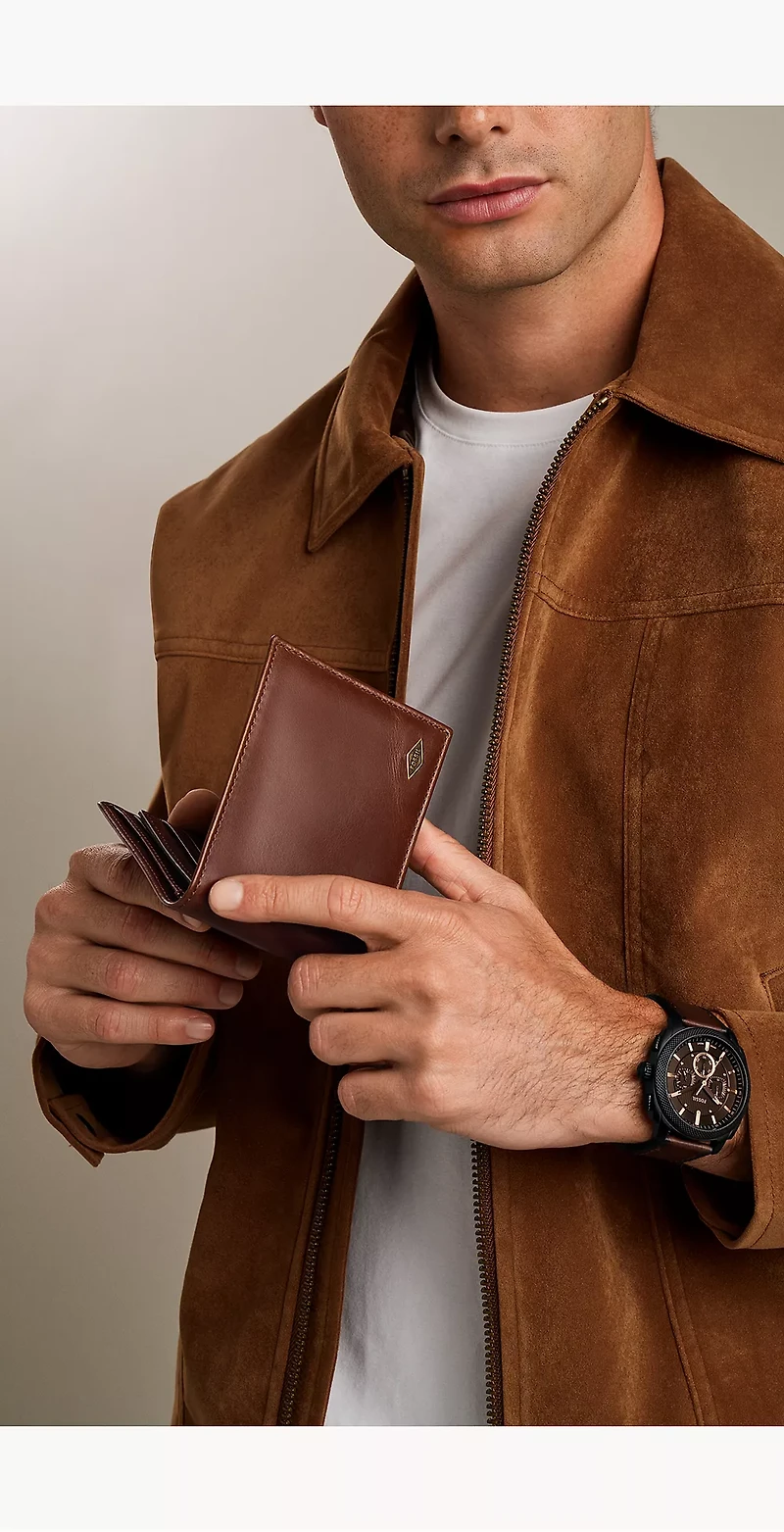 Ryan Leather RFID Flip ID Bifold Wallet