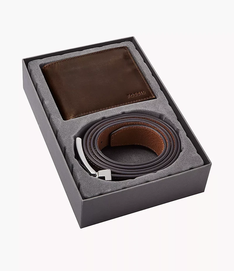 Derrick Bifold w/ Flip ID and Belt Gift Set